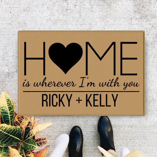 "Home Is Wherever I'm With You"Custom Family Name Door Mats