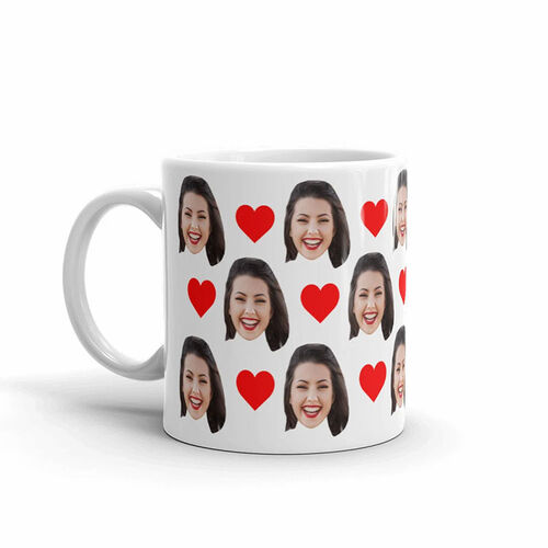 Individuelle Gesicht Tasse mit Rotem Herzen Geschenk für Freundin