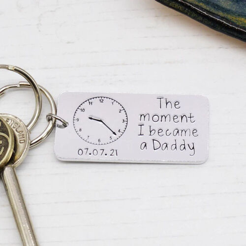 Personalized Engraved Date Keychain with Clock for Teens