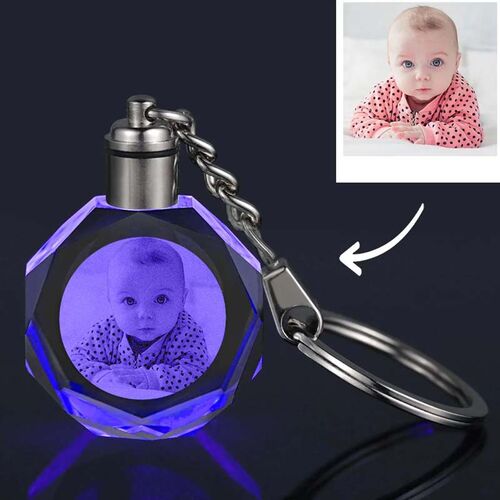 Porte-clés personnalisé en cristal avec photo de bébé