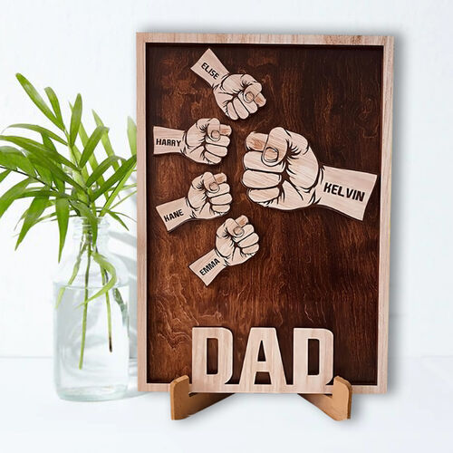 Personalized Name Puzzle Frame Fist Bump Design Pattern for Dear Dad