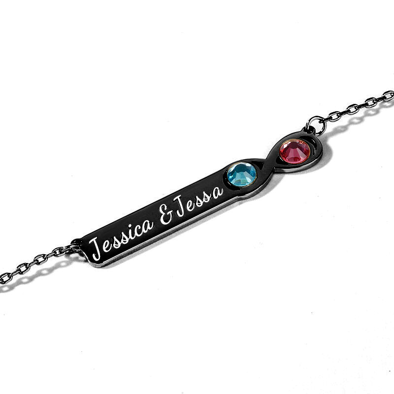 "Song of Love" Infinity Bar Necklace with Engraving and Birthstone