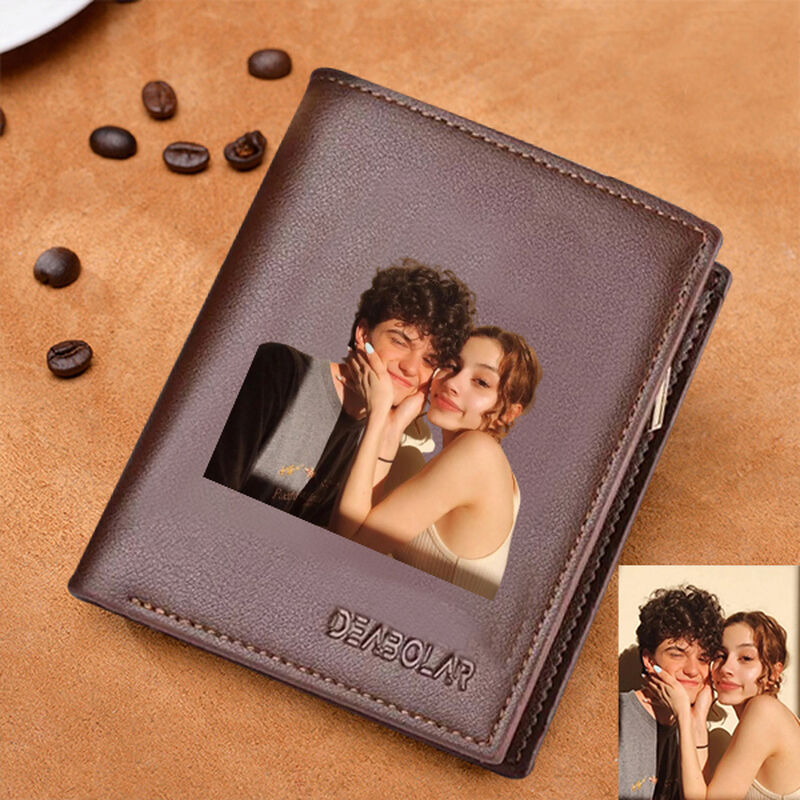 Custom Photo Men's Brown Color Printing Wallet-For Love