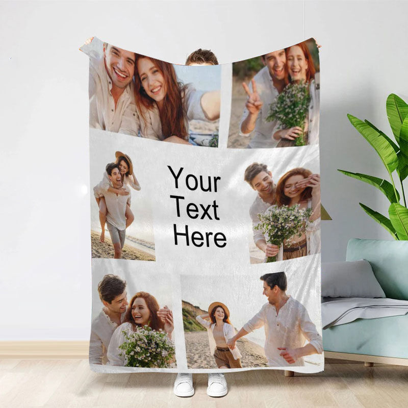 Personalized Memorial blanket with 6 pictures