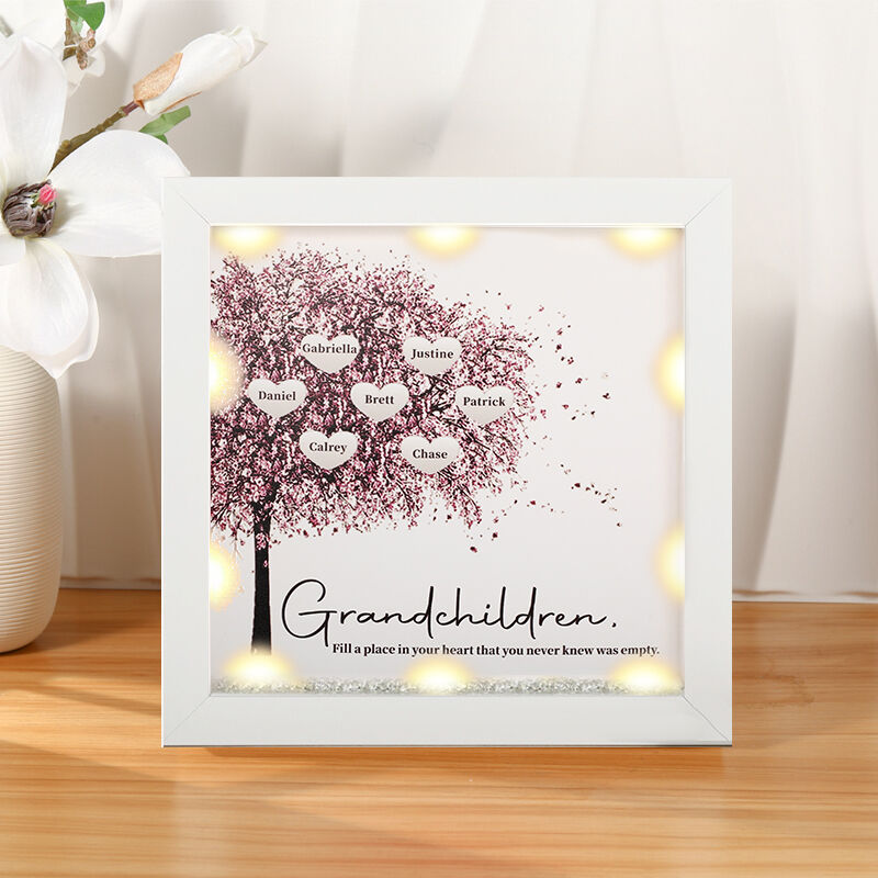 "Grandchildren Fill A Place in Your Heart" Custom Name Family Tree Frame Gift for Grandma & Grandpa