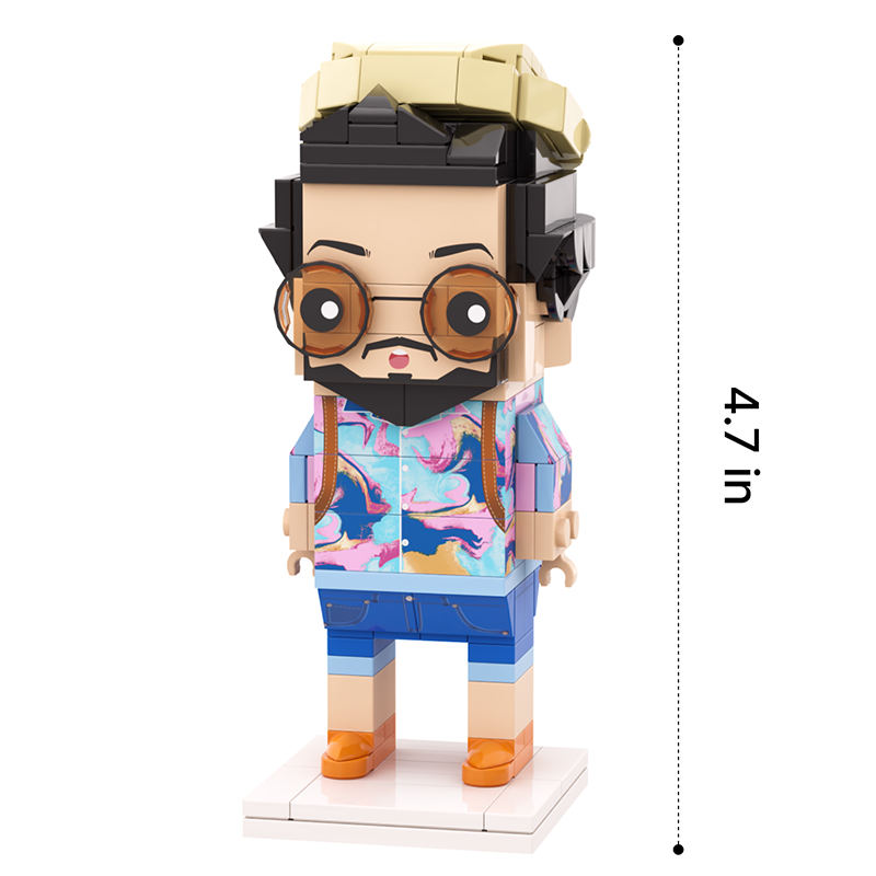 Custom Building Blocks 3 People Full Body Photo Gift for Dad and Kids