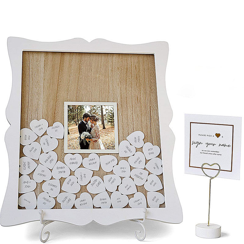 Personalized Picture Square Rustic Wooden Guest Book Gift for Wedding