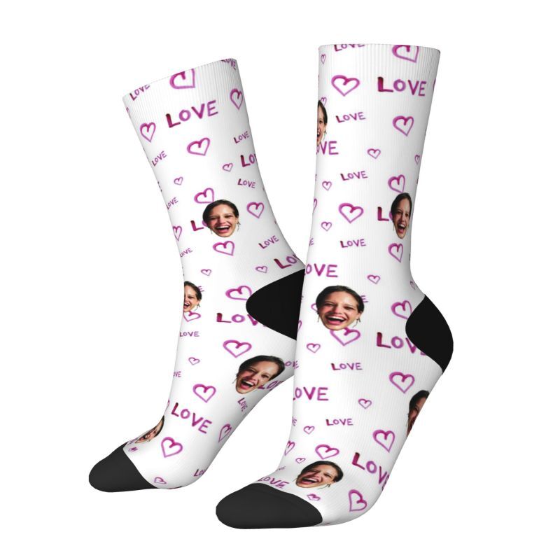 Individuelle Gesicht Socken Liebe Herz Text Valentinstag Geschenk