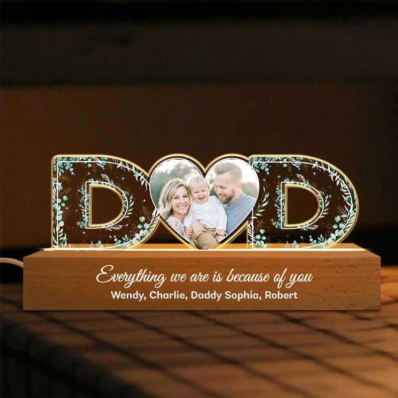 Personalized Led Letter Light Custom Photo Warming Father's Day Gift