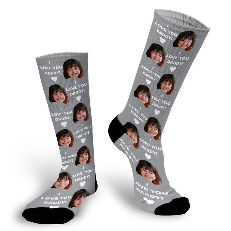 Personalized Face Socks Add Child's Photo Cute Mid-Tube Socks for Dad