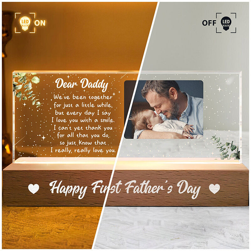 Personalized Led Light, Custom Photo And Warm Words Gift For Father's Day