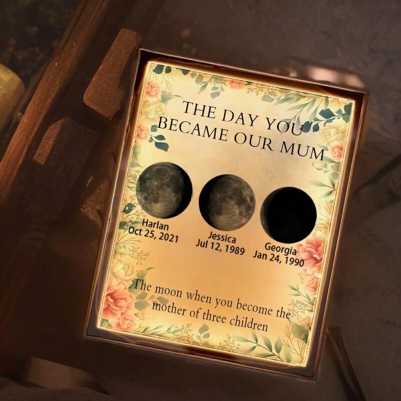 Personalized Moon Phase Picture Mirror Lamp with Custom Text Wonderful Gift for Her