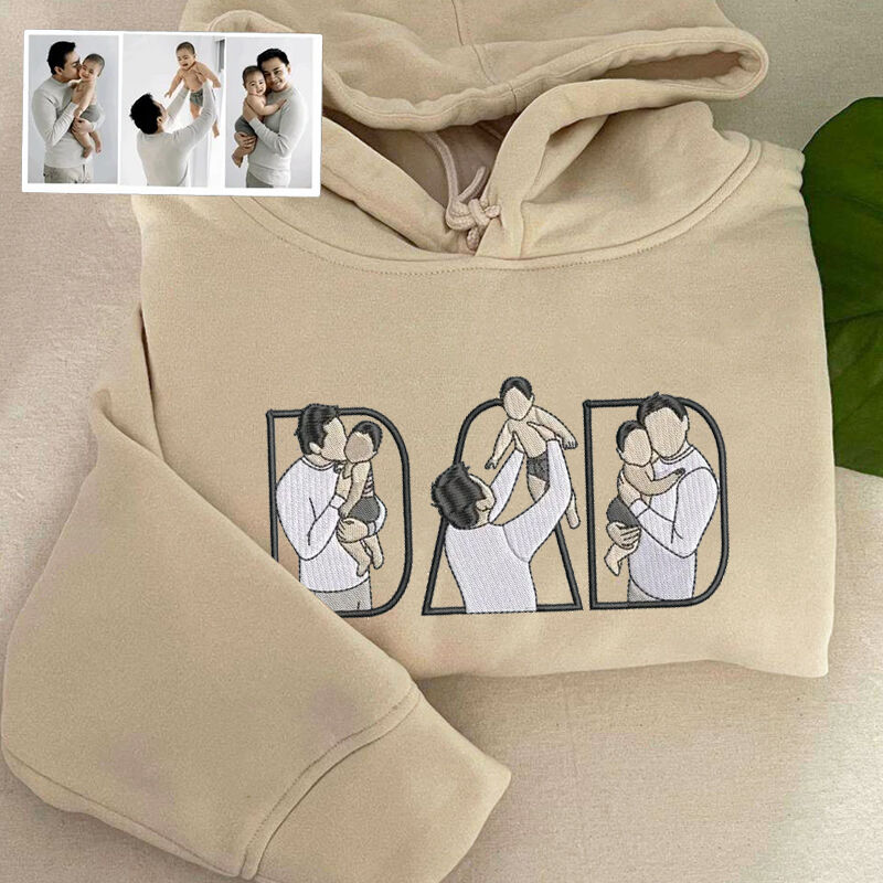 Personalisierte Hoodie bestickt Individuelles Papa und Kinder Fotos Design Perfektes Geschenk für den Vatertag