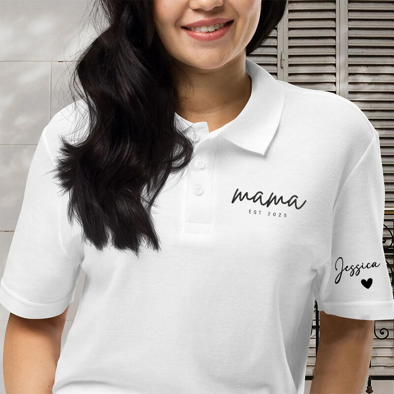 Personalized Name Embroidered Polo Shirt Simple Present for Mother's Day