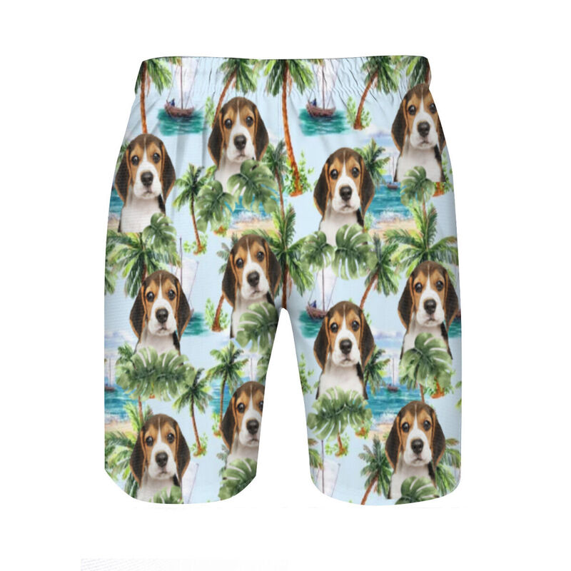 Personalized Picture Men's Beach Shorts with Boat Pattern Special Gift for Him