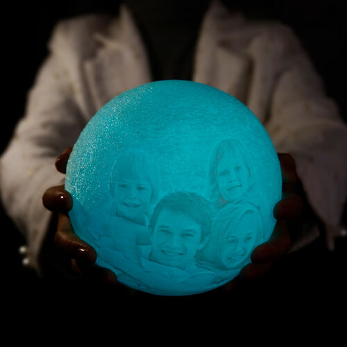 Lampe Lune 7 Couleurs avec Photo Personnalisée en 3D (10cm-20cm)