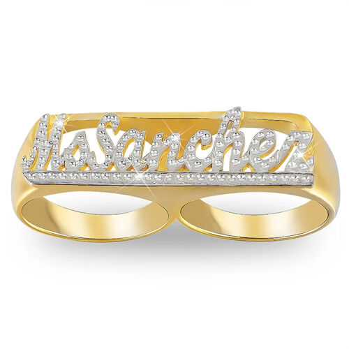 "Love Together" Personalized Two Finger Name Ring