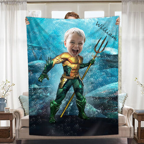 Personalized Custom Photo Blanket Anime Characters Mysterious Undersea Background Flannel Blanket