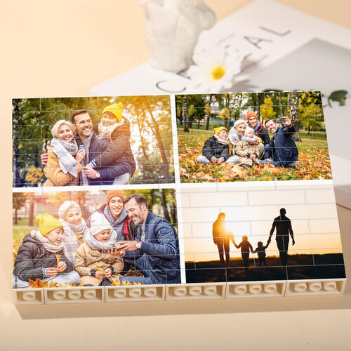 Personalisierte Bausteine Puzzle Individuelle 4 Fotos Bauklötze Rechteck für glückliche Familie