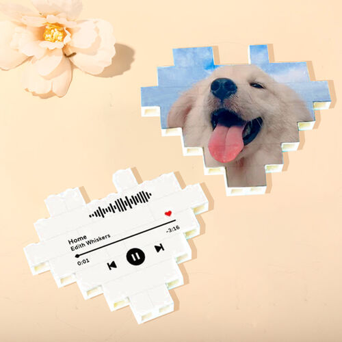 Custom Music Code Building Brick Personalized Photo Block Heart Shape