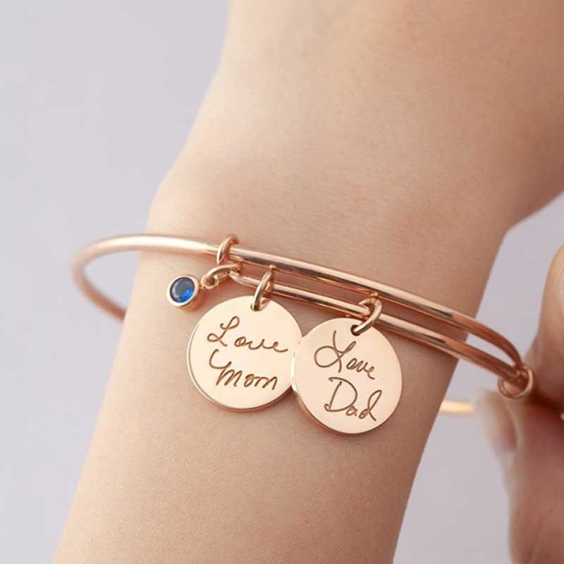 Personalized Handwriting Name Bracelet With Birthstone