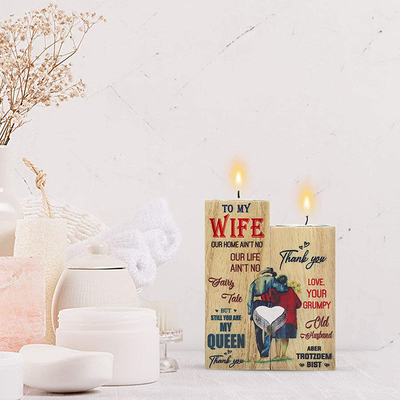 Husband to Wife "You Are My Queen Forever"Candlestick with Candle