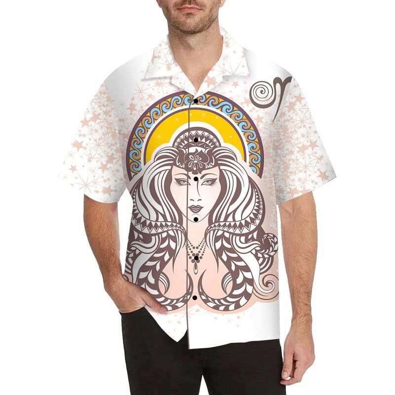 Custom Face Beautiful Goddess Men's All Over Print Hawaiian Shirt