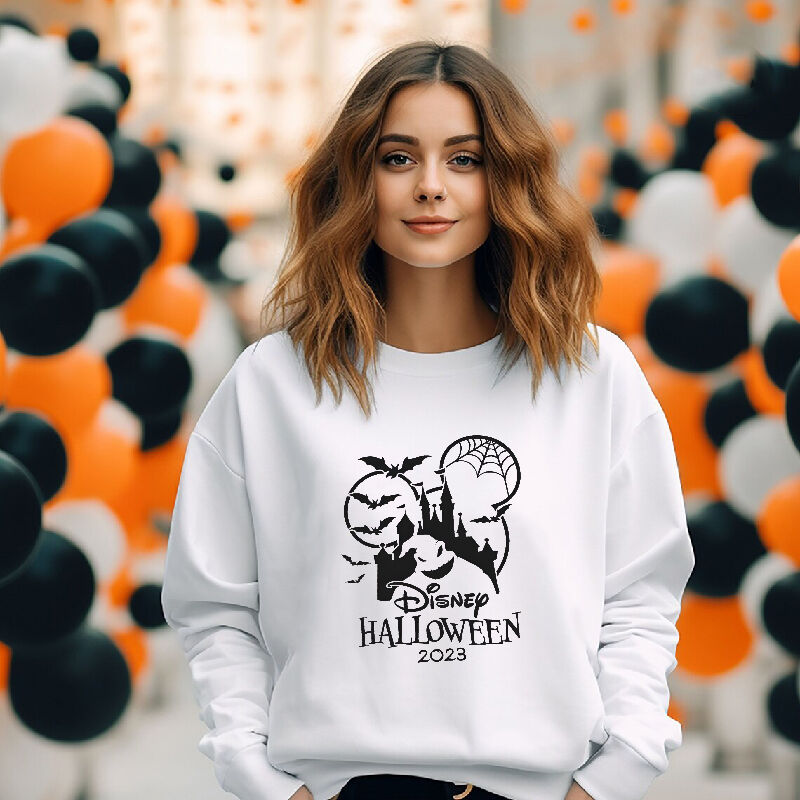 Personalized Date Sweatshirt with Horror Castle Pattern Creative Halloween Gift