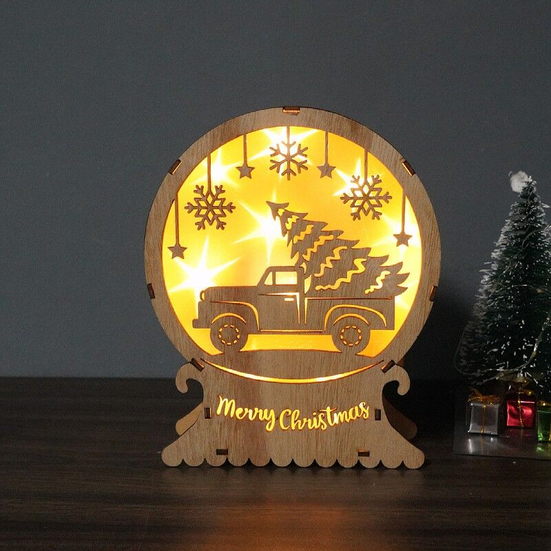 Beautiful 3D Wood Carving Decorative Light Creative Christmas Gift