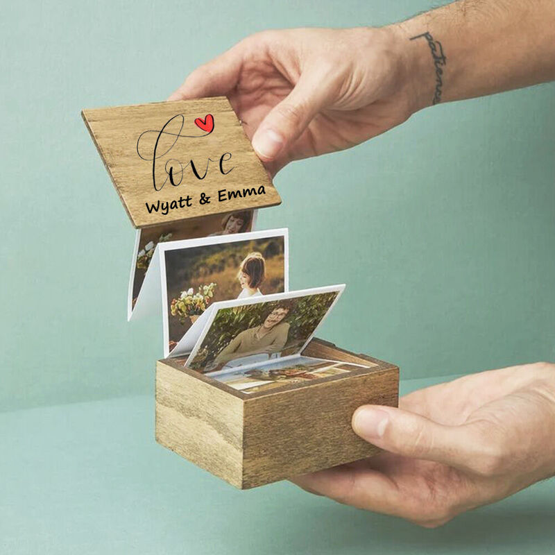 Custom Wooden Photo Box Memory Keepsake Box Valentine's Day Gift for Lovers