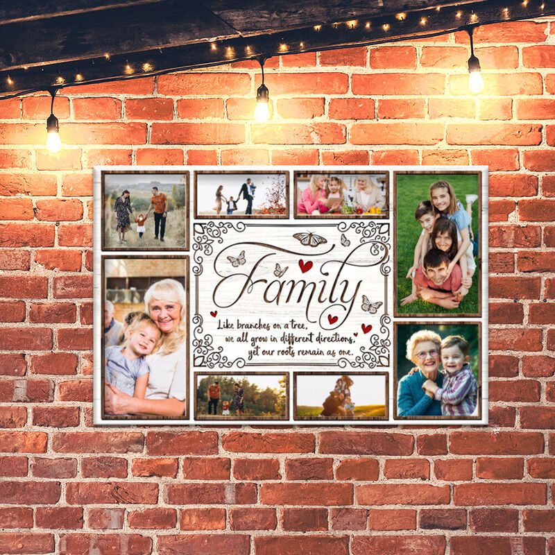Personalized Picture Canvas Wall Art Special Gift for Family "Our Roots Remain As One"