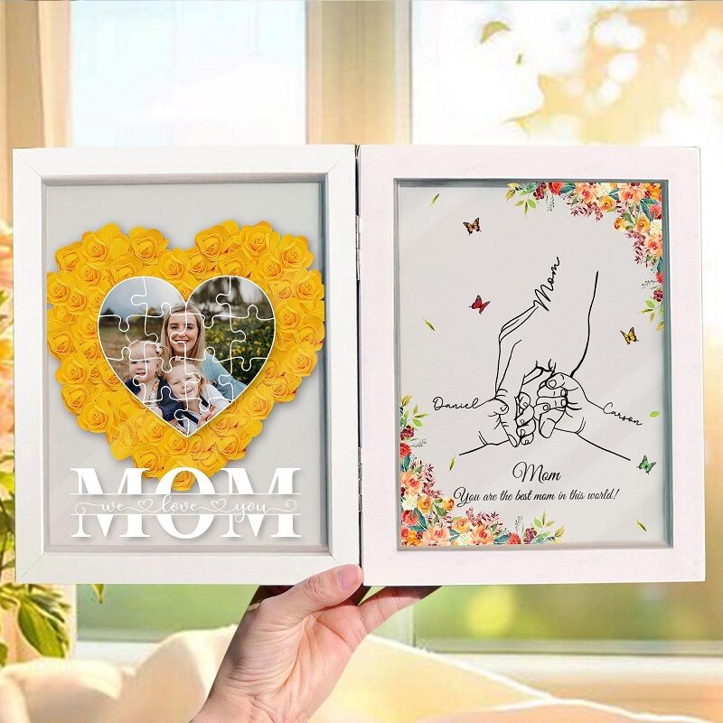 Personalized Flower Shadow Box Custom Photo Hold Your Hand Floral Design Wonderful Mother's Day Gift