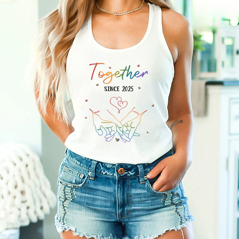 Personalized Tank Top Love Freely Hold Your Hand Rainbow Design Attractive Gift for Lovers