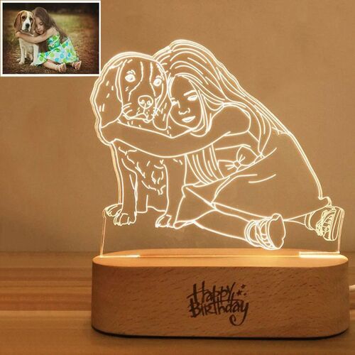 Lámpara de 3D personalizada con foto de familia y mascota