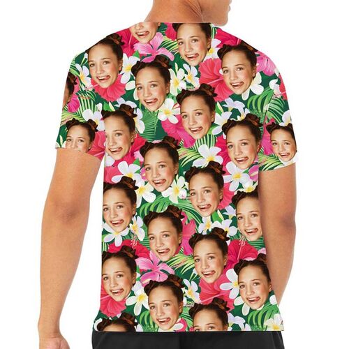 Personalized Hawaiian T-Shirt With Flowers And Leaves