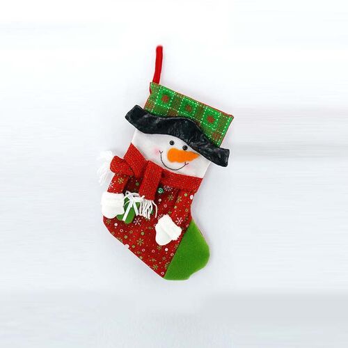 Christmas Socks Gift Bag Red  Snowman