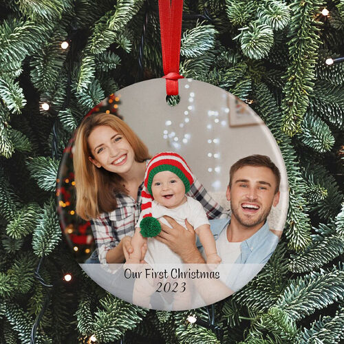 Decorazioni e Addobbi Albero di Natale Personalizzati con Foto della Famiglia e Cappello Babbo Natale