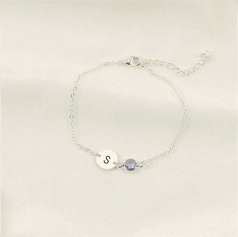 Personalized initial Bracelet With Birthstone
