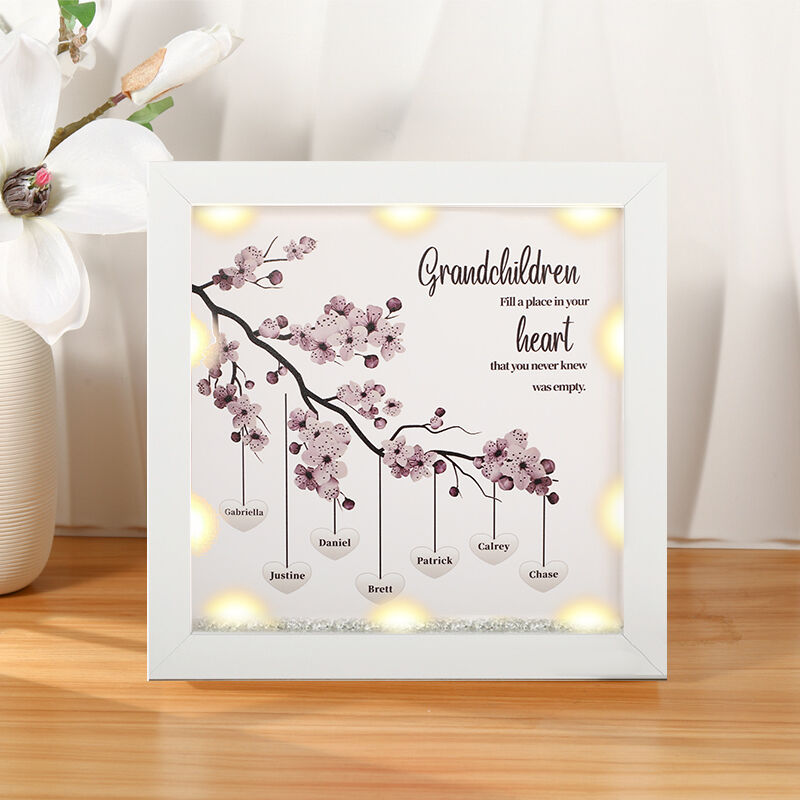 "Grandchildren Fill A Place in Your Heart" Personalized Night Light Family Tree Frame