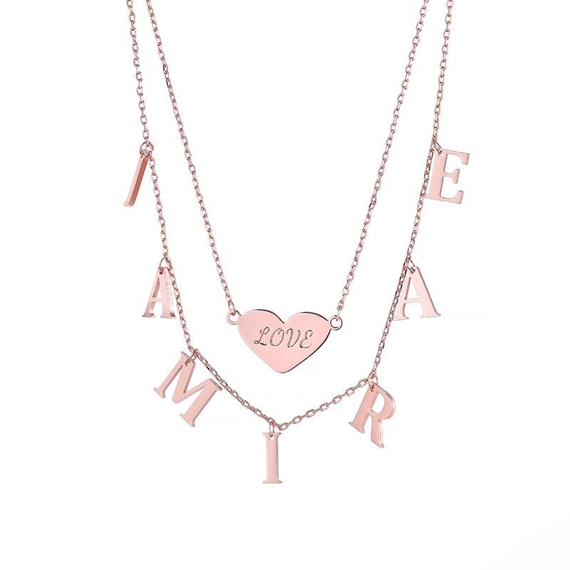 Personalized Initial Necklace with Heart Engraving