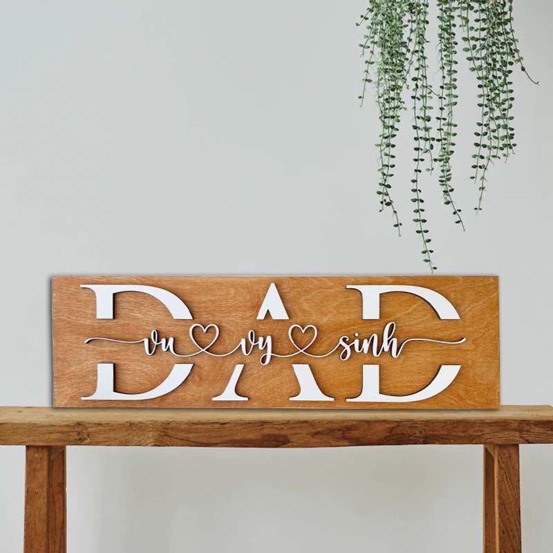 Custom 3D Family Name Wooden Plaque Father's Day Gift