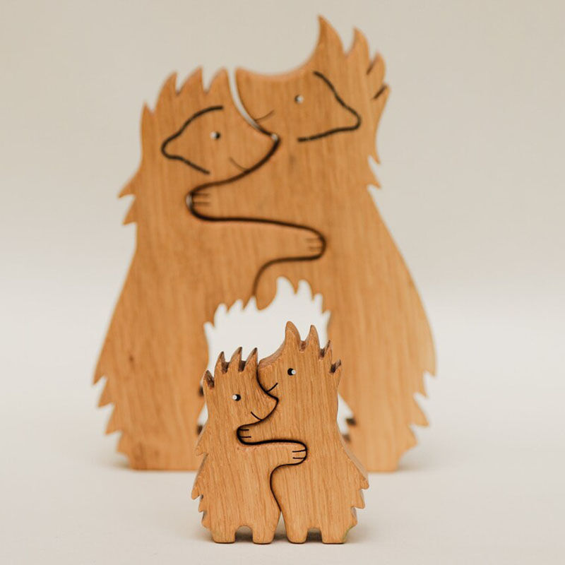 Personalized Names Hedgehog Family Wooden Puzzle Funny Gift