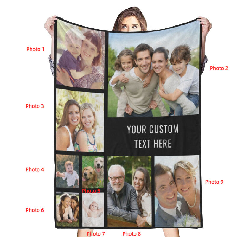 Personalized Photo Blanket with Custom Text Creative And Stylish Design Present for Dear Family