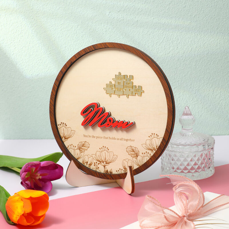 Personalized Round Name Puzzle Photo Frame Mother's Day Gift