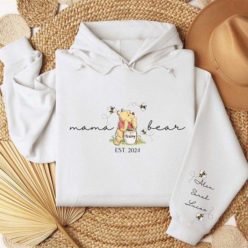 Personalisierte Hoodie Mama Bär mit benutzerdefinierten Namen Design Attraktives Geschenk zum Muttertag
