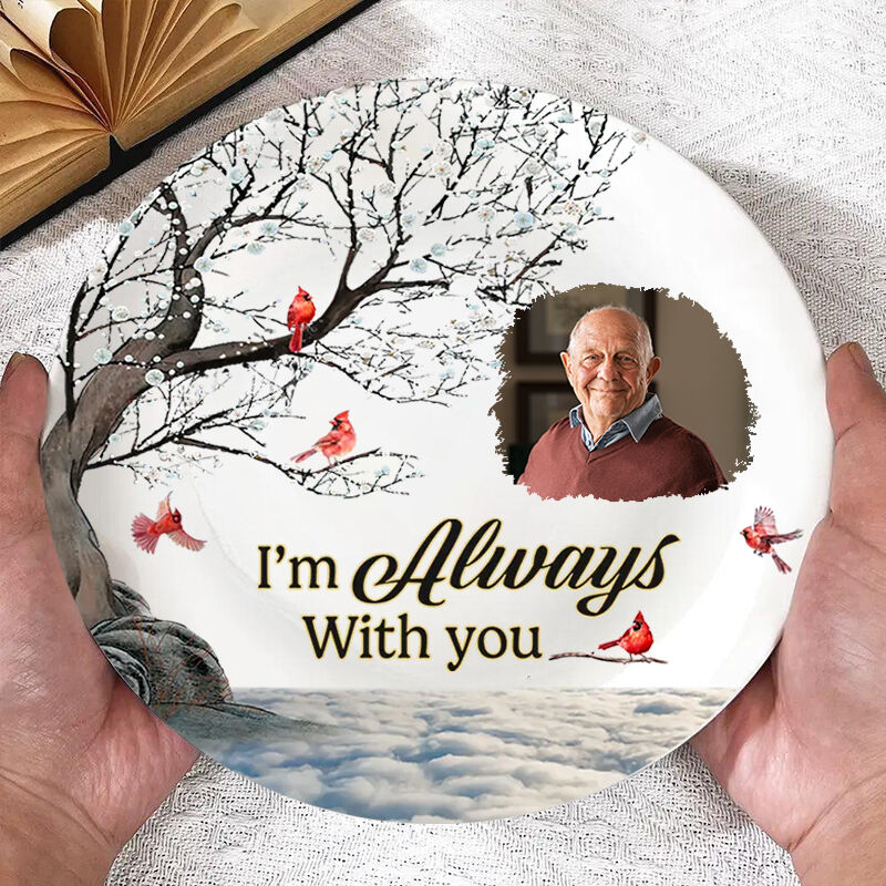 Plato con foto personalizado con pájaros, regalo conmemorativo para la familia