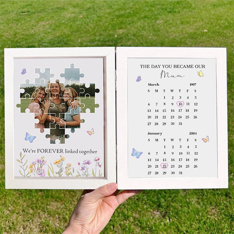 Personalized Flower Shadow Box We're Forever Linked Together Custom Dates Unique Mother's Day Gift