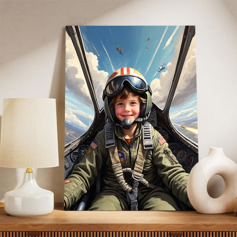 Personalized Pilot Portraits with Custom Face Swap Cool Present for Children