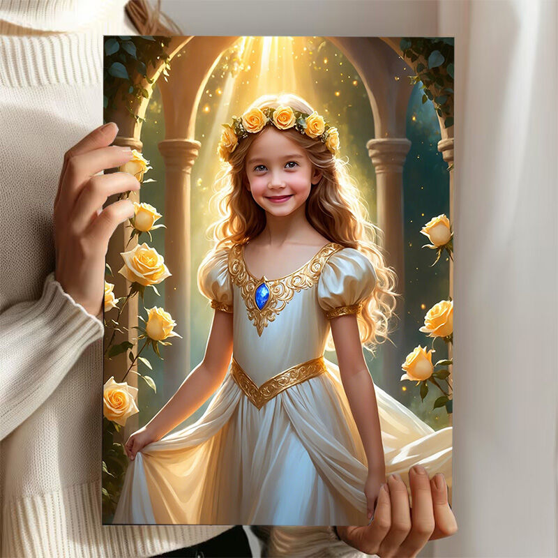 Personalized Sun Queen Portraits with Custom Face Swap Graceful Gift for Child