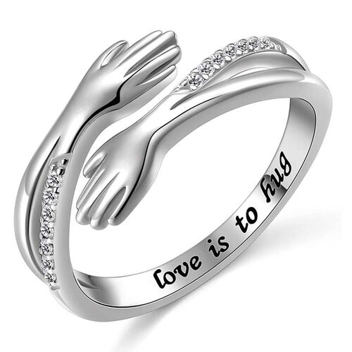 "Love Is To Hug" Custom Engraving Ring